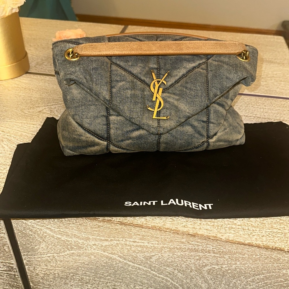 SAINT LAURENT DEMIM PUFFER (SMALL)